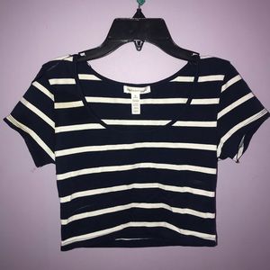Striped navy blue crop top